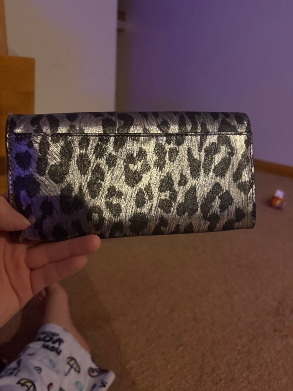 Michael kors Leopard Print Fold-Over Wallet - Silver/Black - Picture 5 of 9